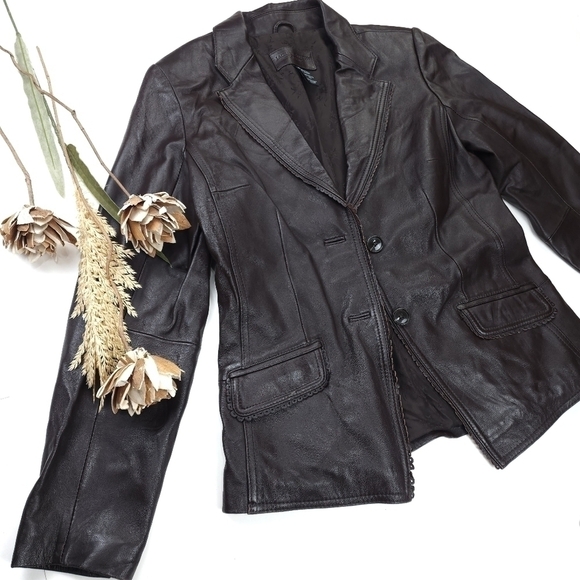 Jaclyn Smith Brown Leather Jacket sz 10 - Picture 8 of 13